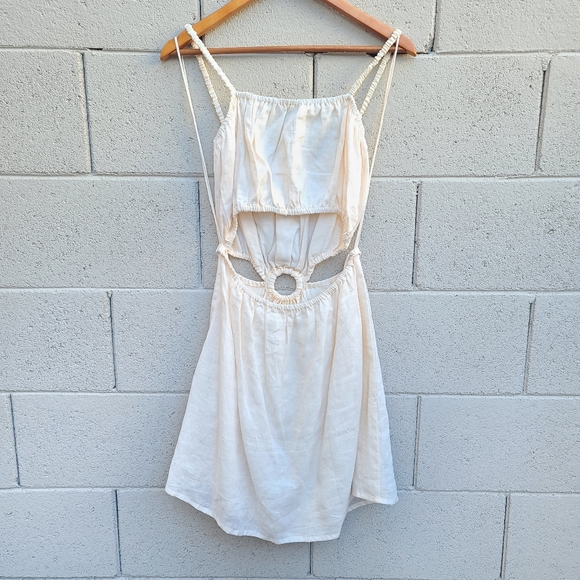 Faithfull the Brand | Zumi Cutout Mini Dress in Plain Shell Size 10 - Picture 9 of 12